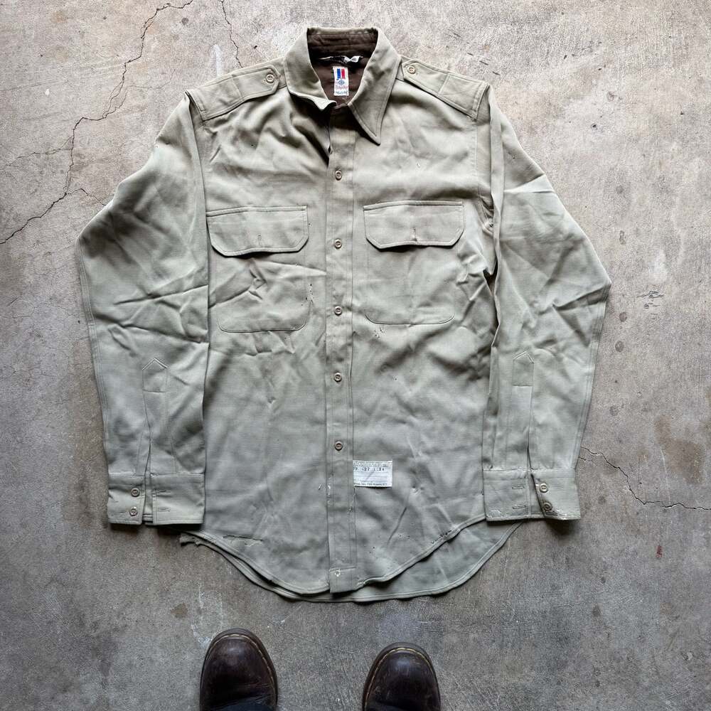 1970s Vintage Flying Cross Military-Style Button-Up Shirt